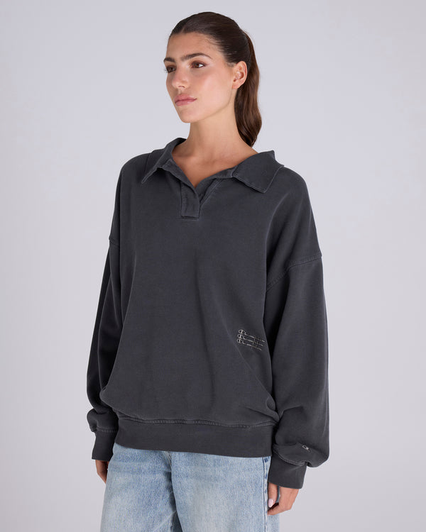 Vintage Wash Polo Sweatshirt